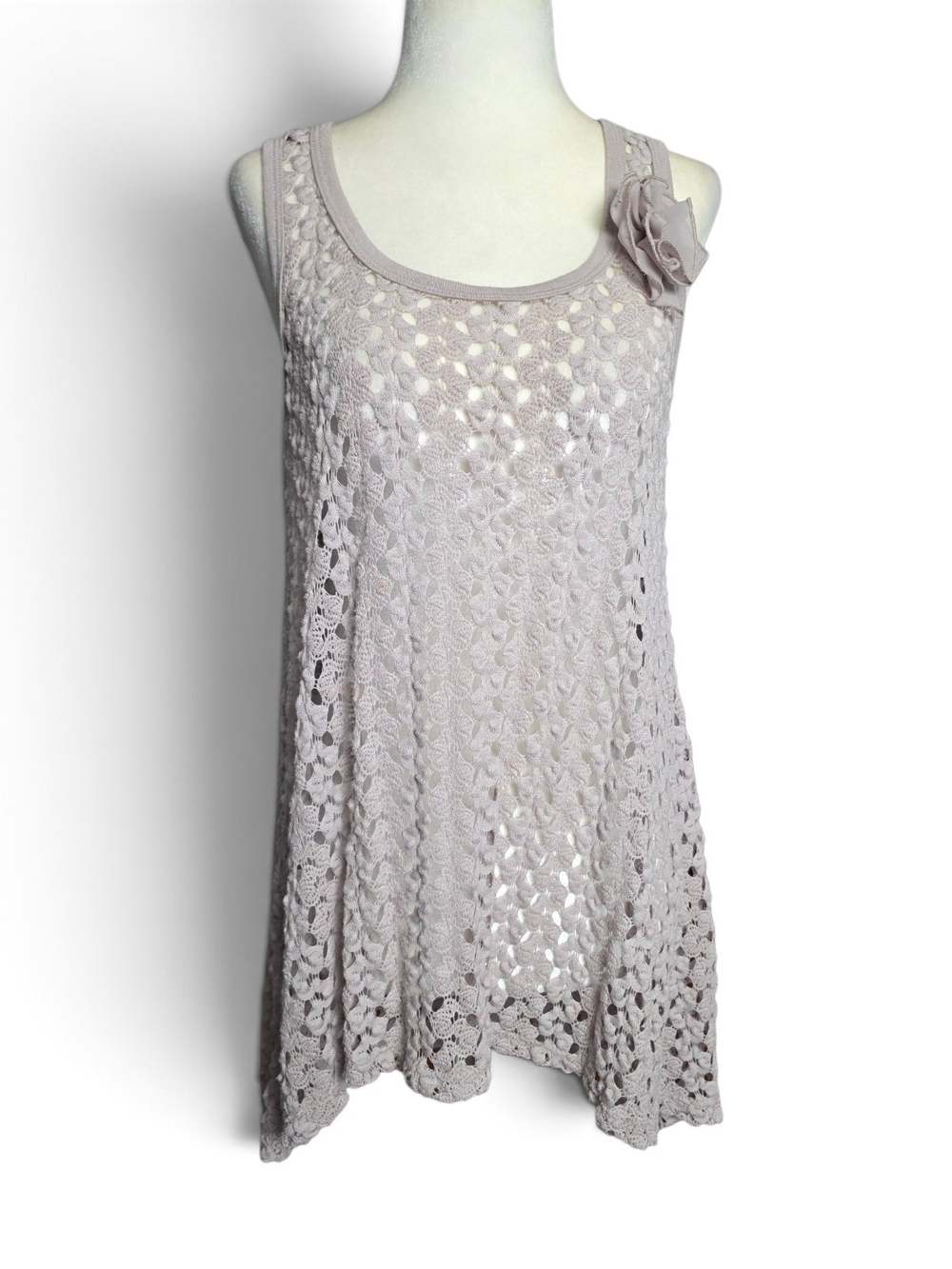 Blu Pepper Mauve Crochet  Layering Tunic Top in Mauve
